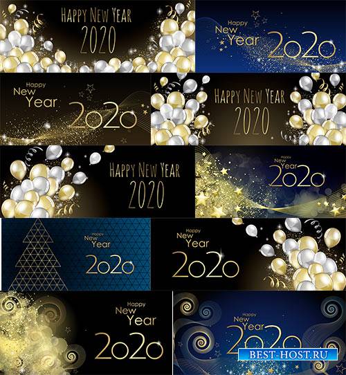 Фоны к Новому Году 2020 - Векторный клипарт / Backgrounds for New Year 2020 - Vector Graphics