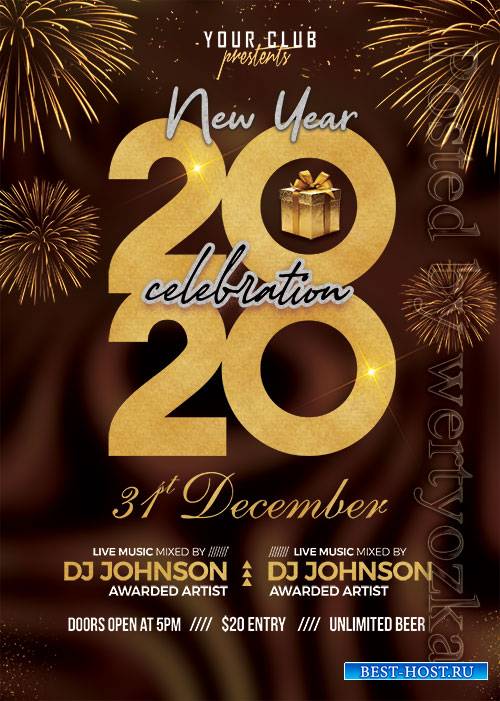 New Year 2020 Party - Premium flyer psd template