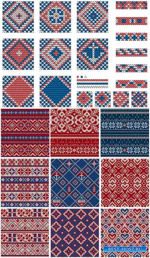 Вязаные фоны в векторе / Knitted backgrounds in vector