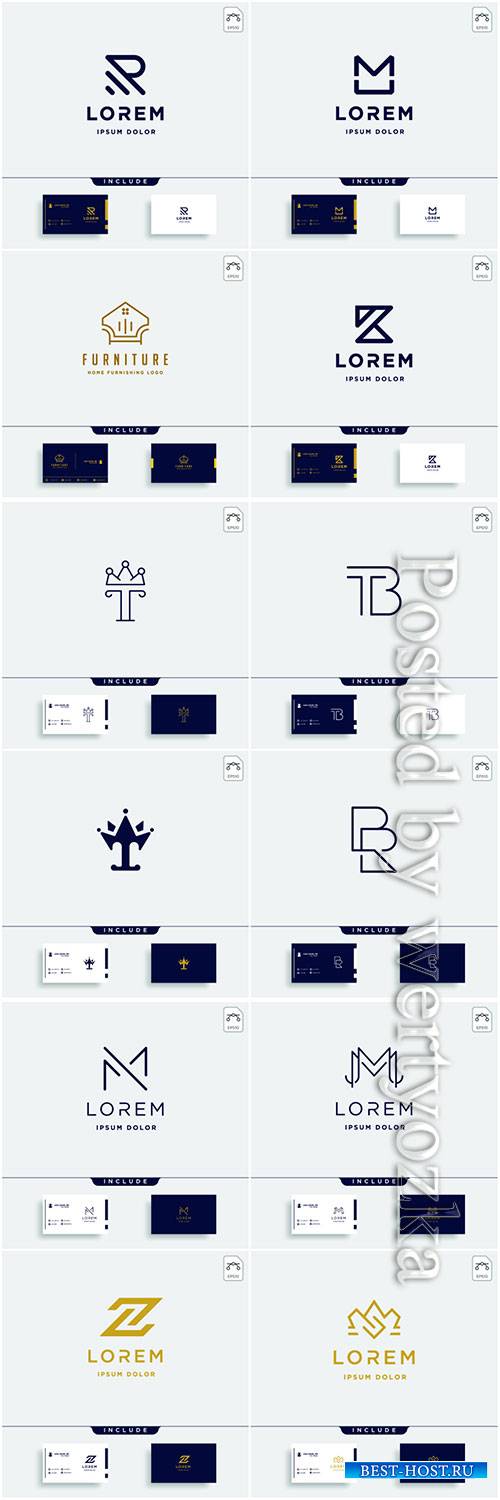 Company business logo and business card in vector