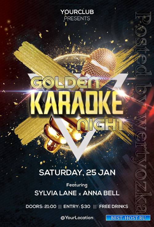 Golden Karaoke Night - Premium flyer psd template
