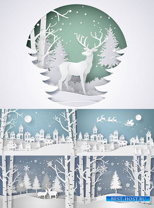 Зимние зарисовки - 3 - Векторный клипарт / Winter sketches - 3 - Vector Gra ...