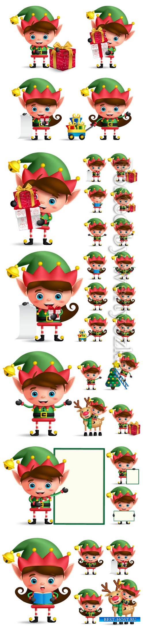 Christmas elf vector character set
