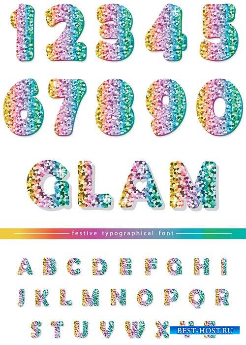 Разноцветные цифры и буквы в векторе / Multicolored numbers and letters in vector