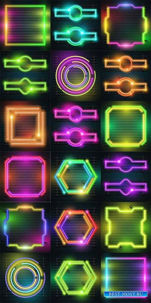 Неоновые фоны - Векторный клипарт / Neon backgrounds - Vector Graphics