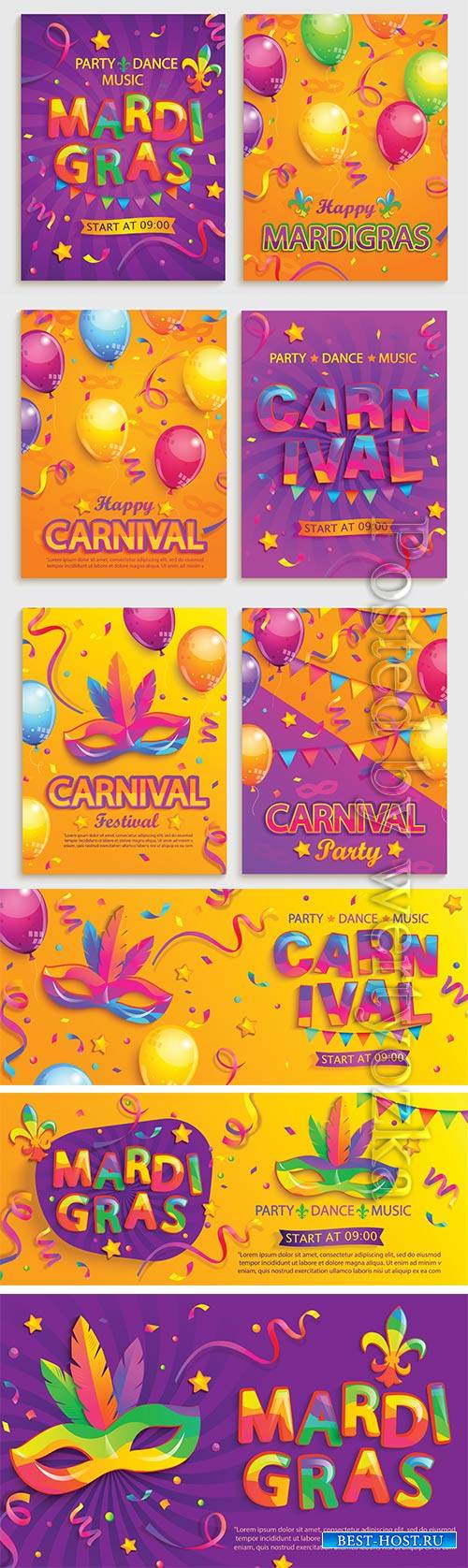 Mardi gras carnival poster, Venice carnival vector design # 3