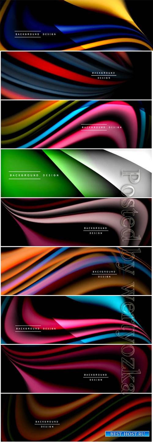 Wave lines and shapes in color vector banner background