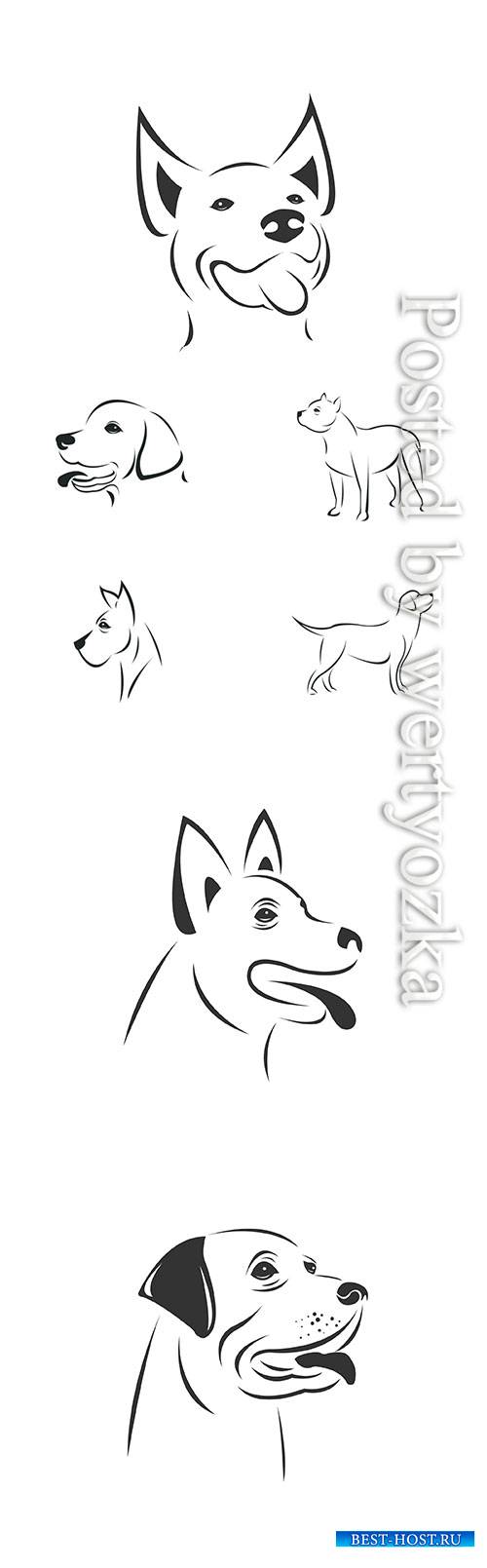 Vector image of an Dog black and white, animal logo