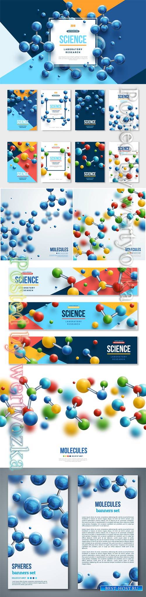 Science banner with vector molecules