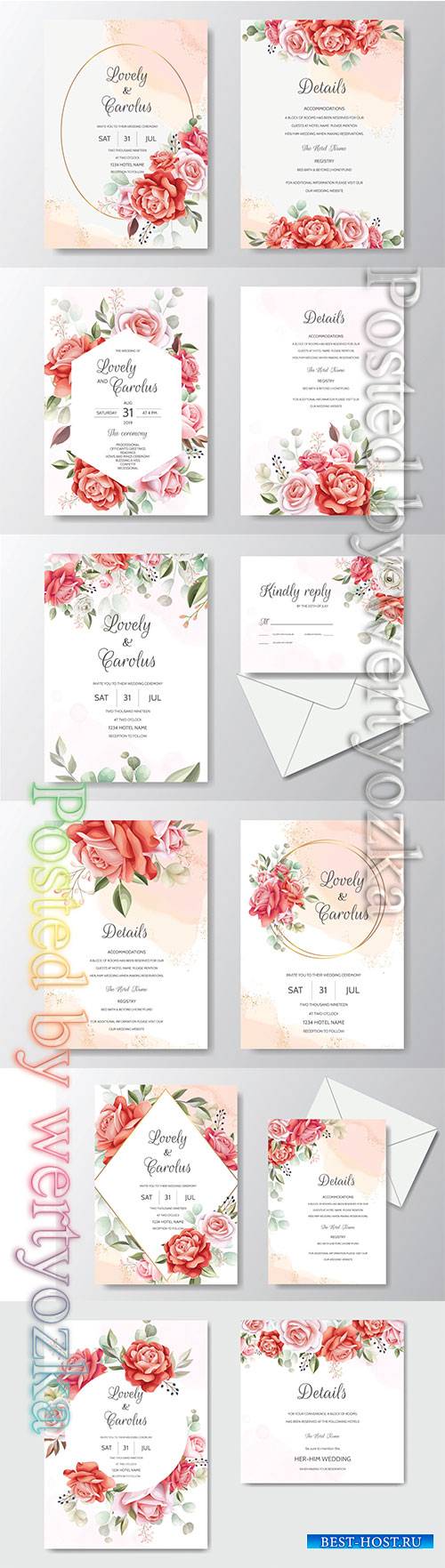 Beautiful floral wreath wedding invitation card template # 5