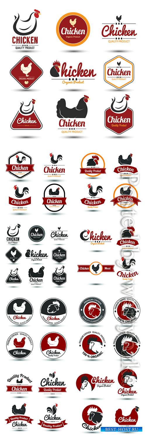 Chicken label collection vector illustration