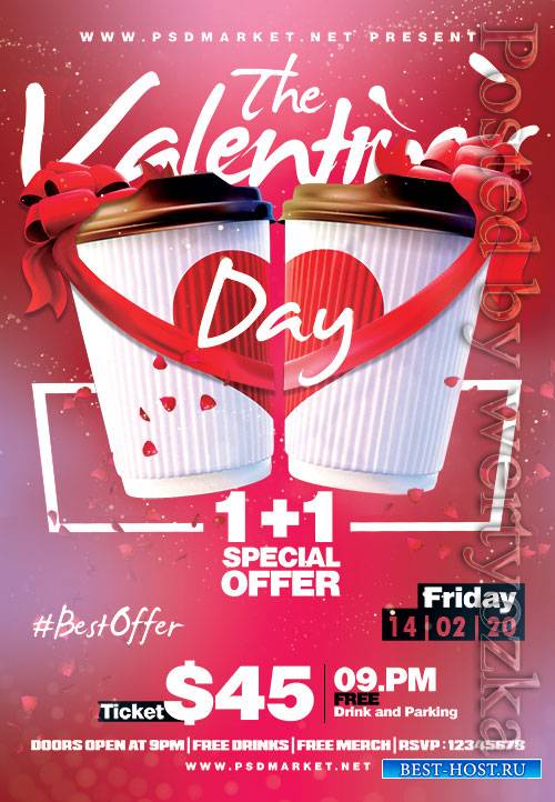 The valentines day party - Premium flyer psd template