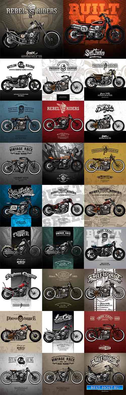 Плакаты с мотоциклами в векторе / Motorcycle posters in vector