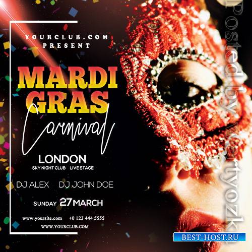 Mardi Gras Carnival - Premium flyer psd template