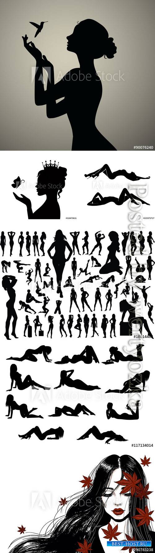 Collection women vector silhouettes
