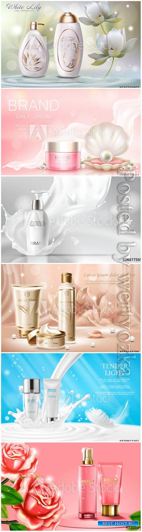 Cosmetics advertising banner vector template