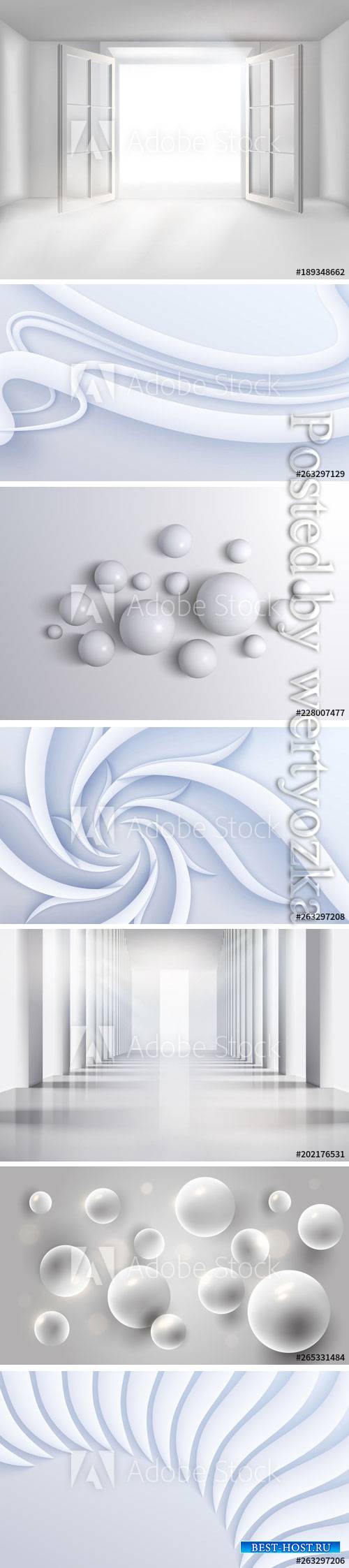 White abstract backgrounds with 3D effect