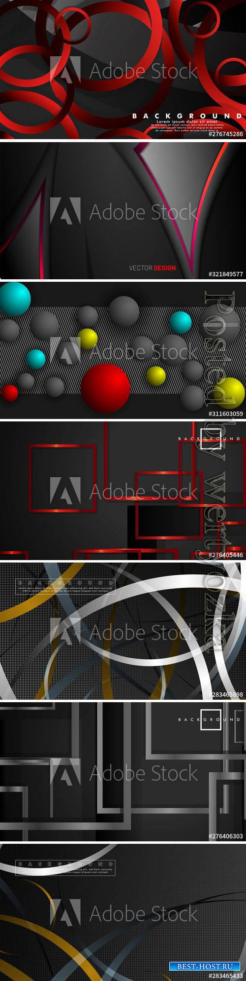 Dark abstract backgrounds with lines and balls