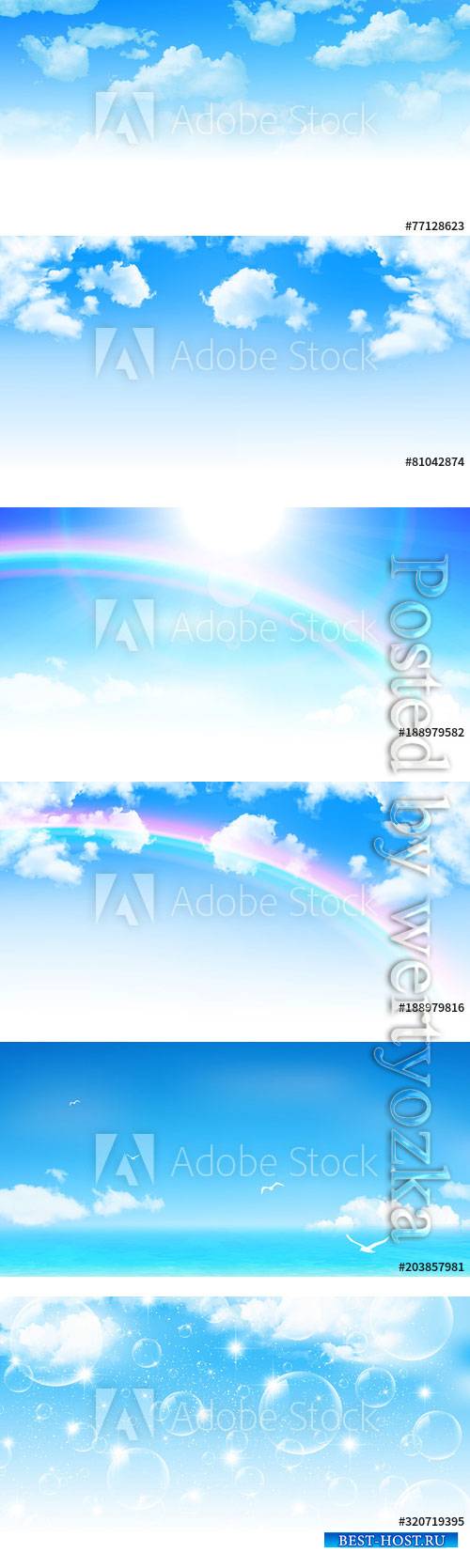 Blue sky with white clouds vector backgrounds