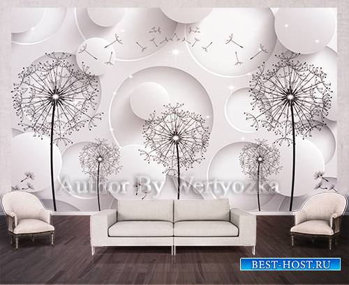 Dandelion background wall decors, 3D models template PSD