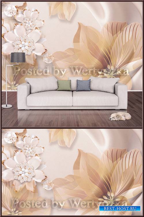 3D psd background wall big flowers