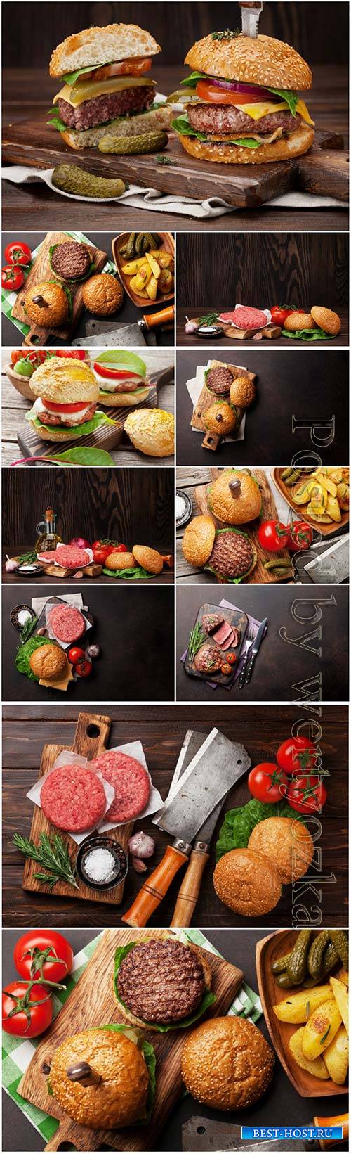 Tasty grilled home made burgers beautiful stock photo