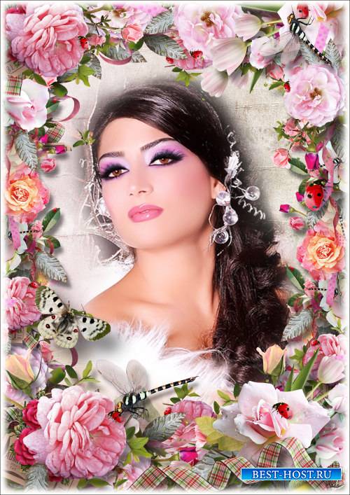Цветочная рамка для Фотошопа - Благоухающие розы