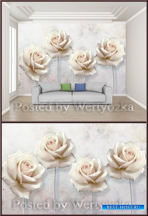 3D psd background wall minimalist embossed rose