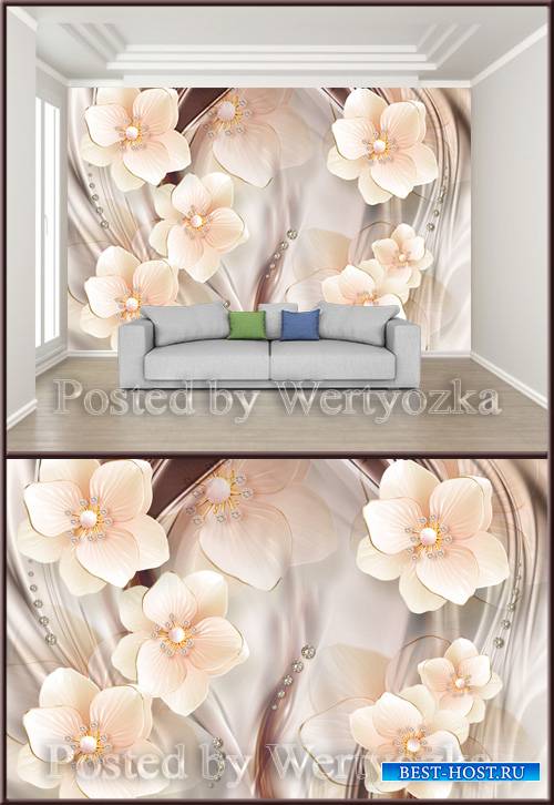 3D psd background wall romantic diamond pearl jewelry