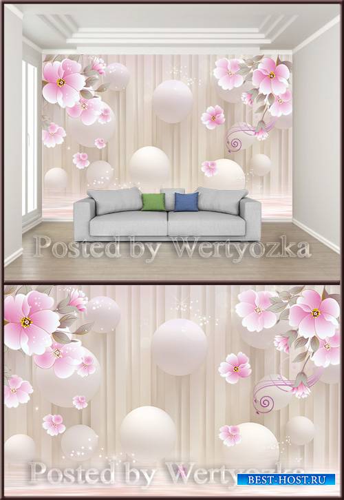 3D psd background wall fashion stereo flower beautiful dream