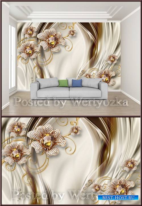 3D psd background wall expensive diamond jewelry flower