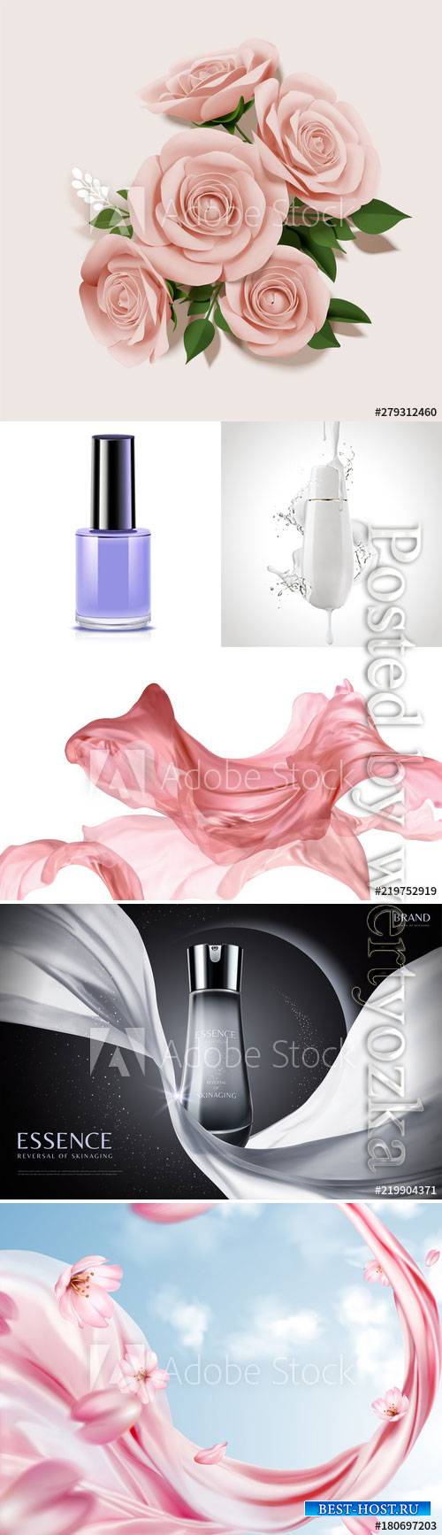 Cosmetics advertising vector posters, perfume, cream, nail polish # 5