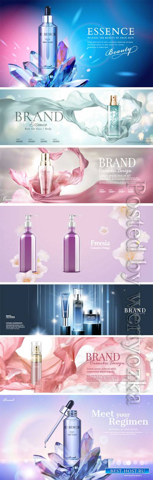 Cosmetics advertising vector posters, perfume, cream, nail polish # 3
