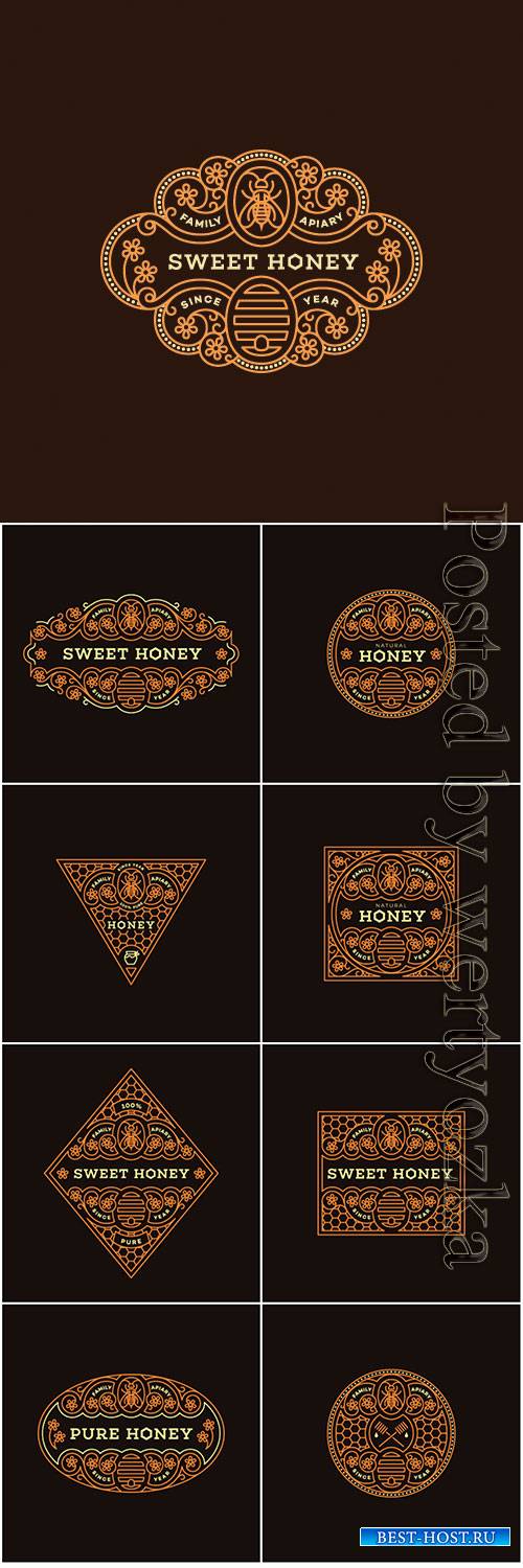 Honey vector label