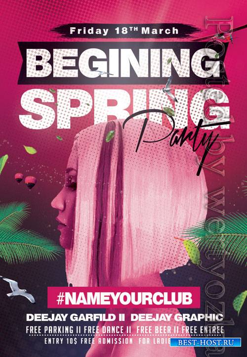 Begining spring party - Premium flyer psd template