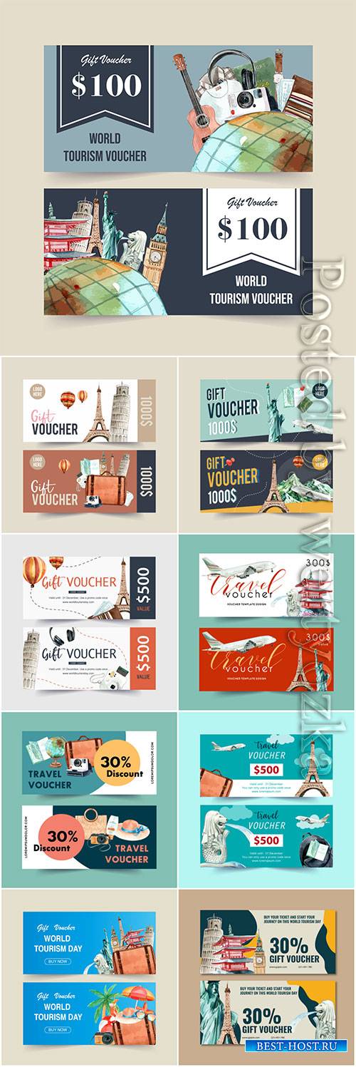 Tourism voucher vector design