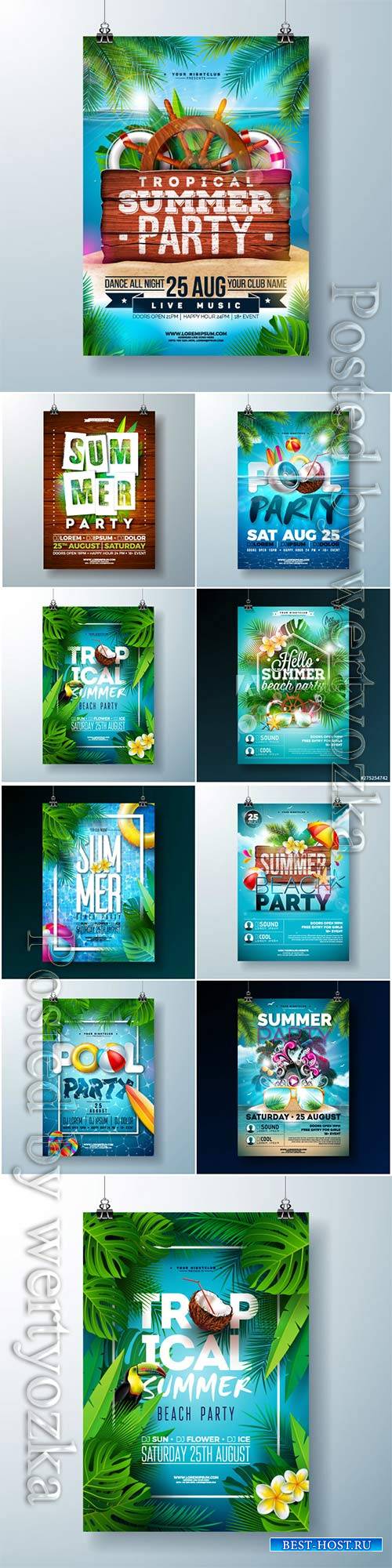 Summer beach party flyer vector design