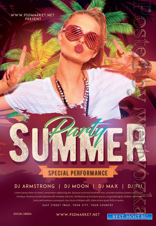 Summer party event - Premium flyer psd template