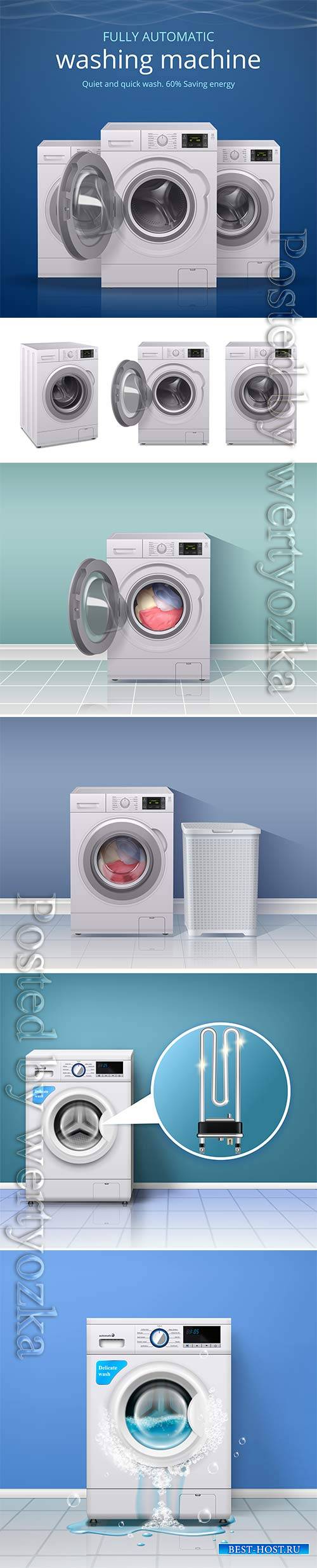 Washing machines in vector