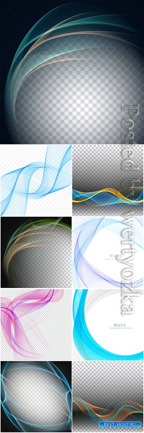 Wavy shapes on transparent vector background