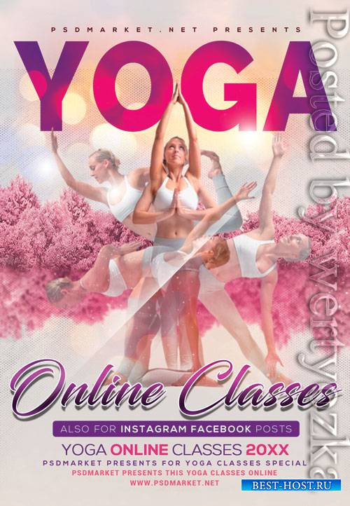 Yoga online classes - Premium flyer psd template