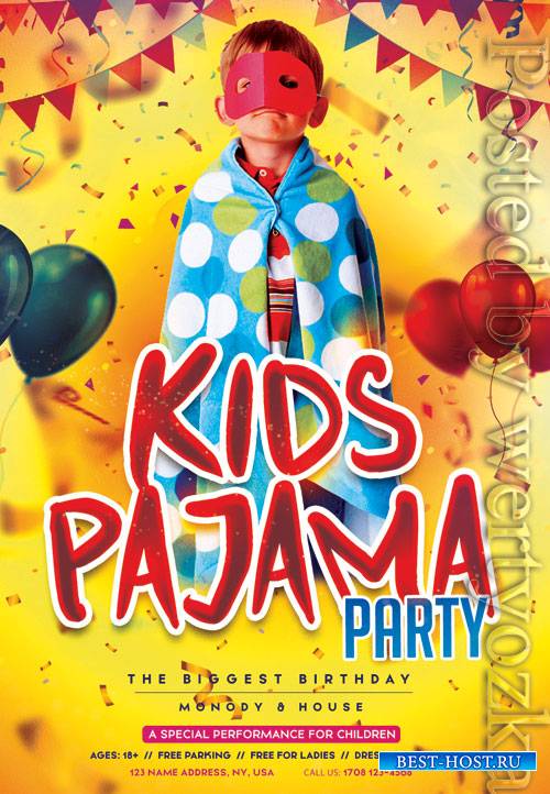 Kids pajama party - Premium flyer psd template