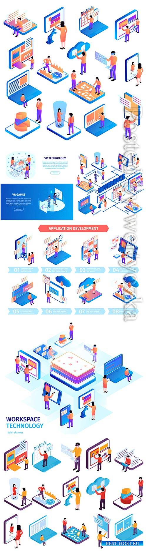 Isometric people interfaces infographics composition vector illustration