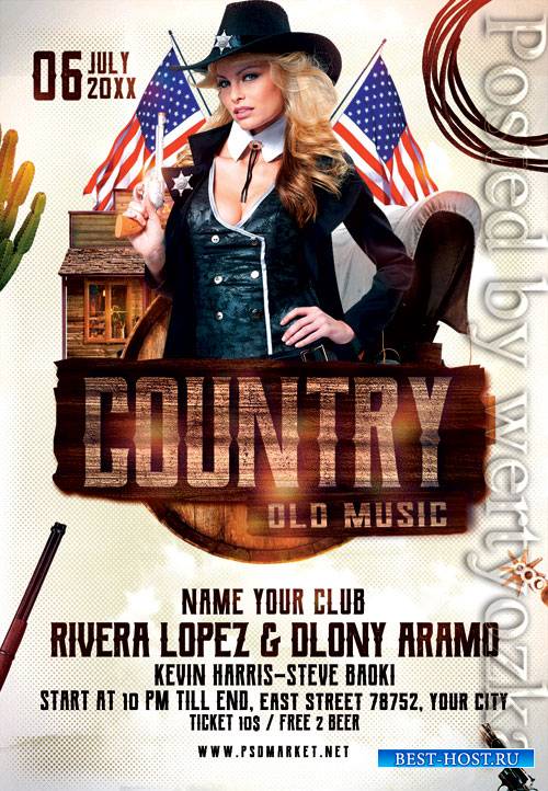 Country music night - Premium flyer psd template
