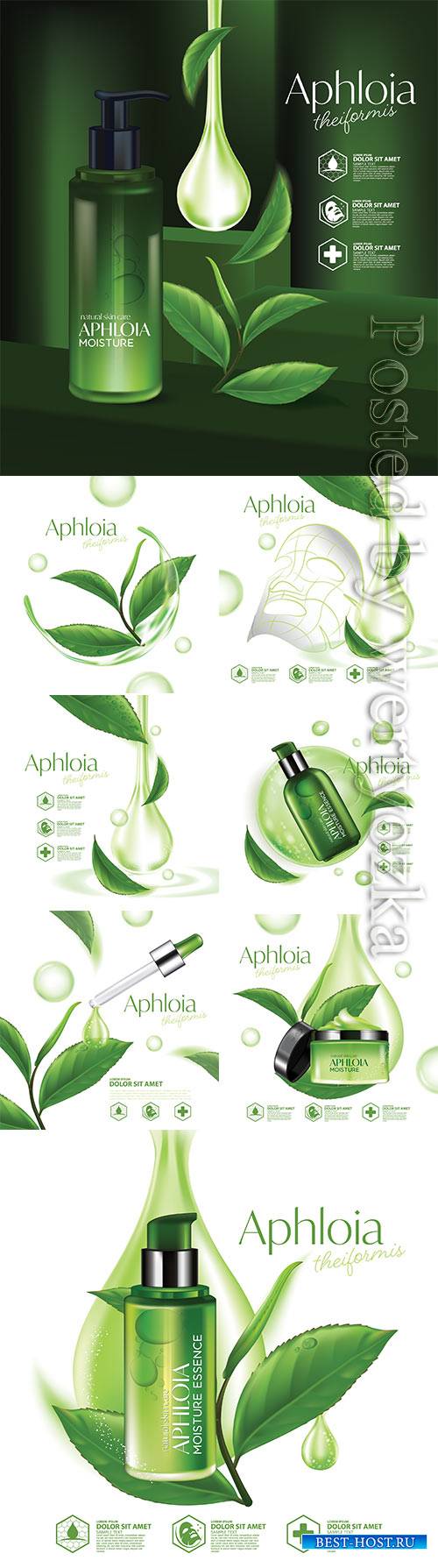 Natural skin care cosmetic vector illustration