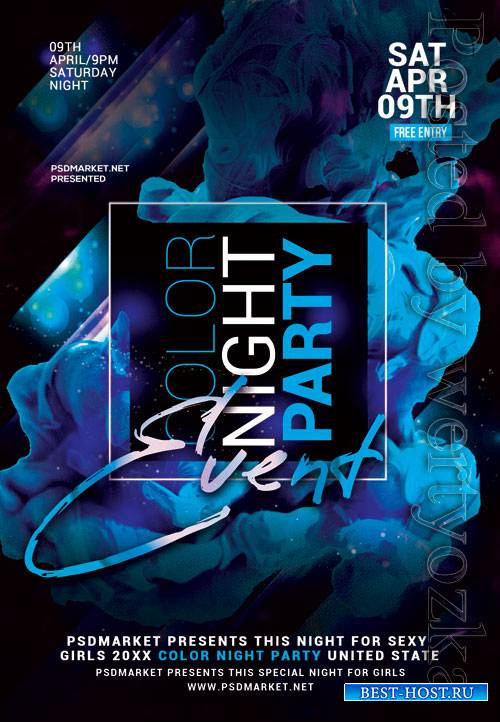 Color night party - Premium flyer psd template