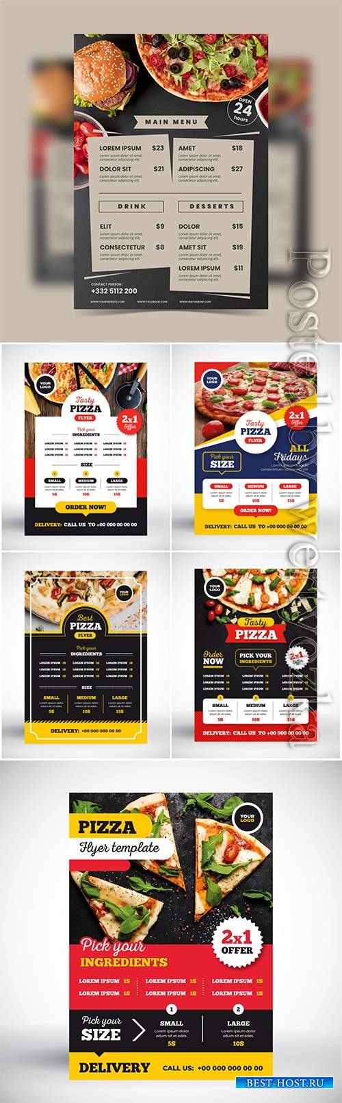 Pizza menu vector concept