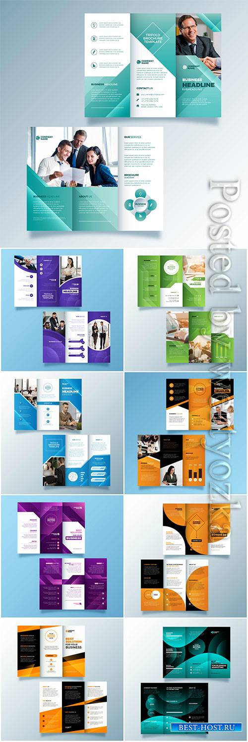 Trifold brochure vector template with photo