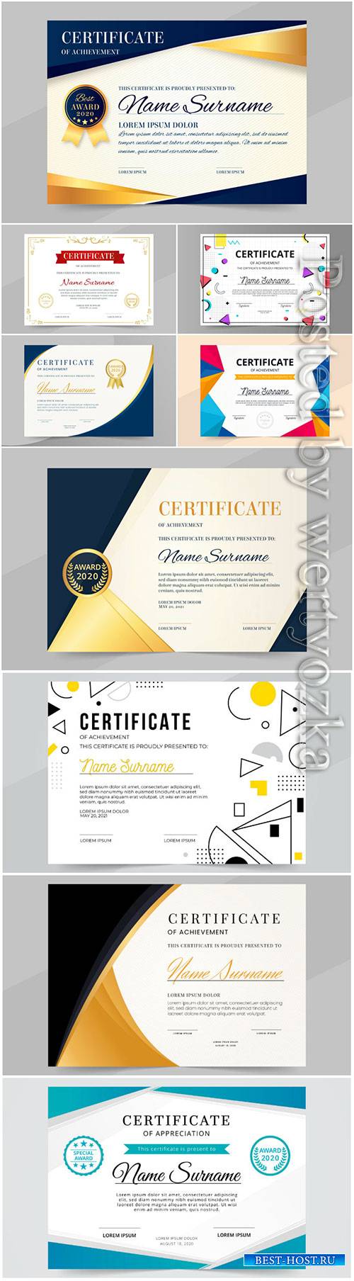 Professional diploma vector template