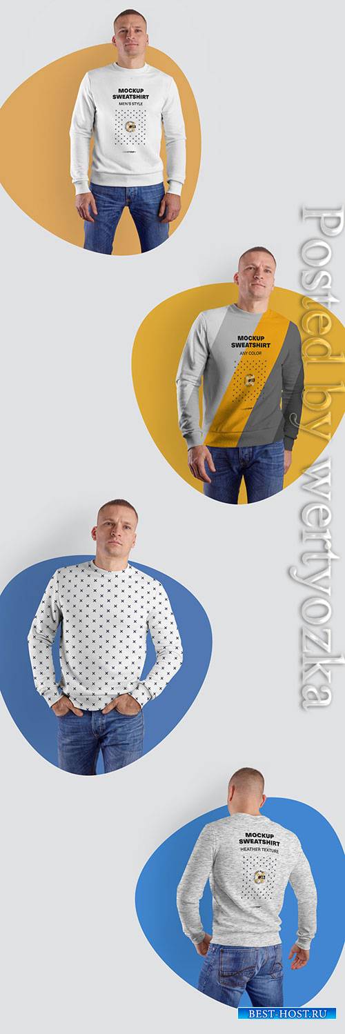 4 Men's Sweatshirts Mockups